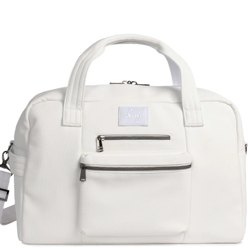 Discontinued Lug Charger Matte Luxe Vegan Leather Duffle Bag White
